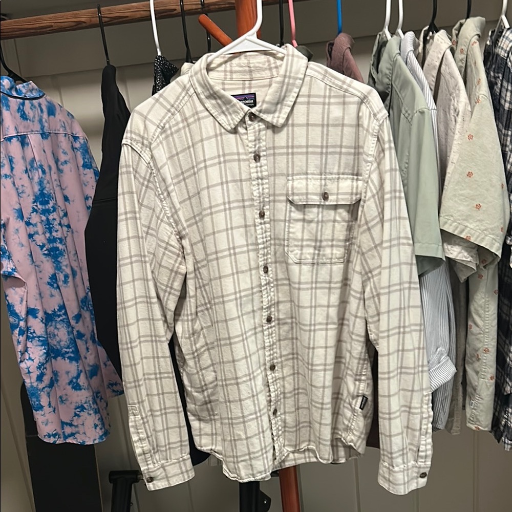 Patagonia Beige Checkered Long Sleeve Shirt